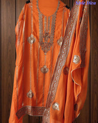 SD1226 -Premium Twill Organza Unstitched Suit Set with Oxidized Sequin Work & Embroidery on Kurta and Dupatta