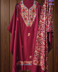 SD1238 - Winter Wear - Timeless Kashmiri Embroidered Pashmina Un-Stitched Suit