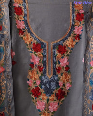 SD1238 - Winter Wear - Timeless Kashmiri Embroidered Pashmina Un-Stitched Suit