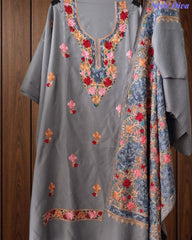 SD1238 - Winter Wear - Timeless Kashmiri Embroidered Pashmina Un-Stitched Suit