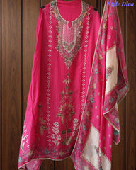 SD1232 - Crepe Unstitched Suit with Swarovski Highlighting, Digital Printed Kurta & Matching Border Dupatta