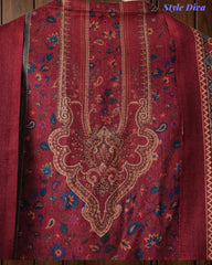 SD1236 - Winter Wear-Pashmina Unstitched Suit with Floral Digital Print, Highlighted Kurta and  Matching Dupatta