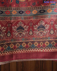SD1236 - Winter Wear-Pashmina Unstitched Suit with Floral Digital Print, Highlighted Kurta and  Matching Dupatta
