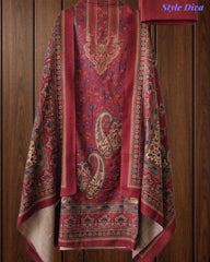 SD1236 - Winter Wear-Pashmina Unstitched Suit with Floral Digital Print, Highlighted Kurta and  Matching Dupatta