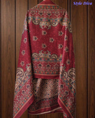 SD1236 - Winter Wear-Pashmina Unstitched Suit with Floral Digital Print, Highlighted Kurta and  Matching Dupatta