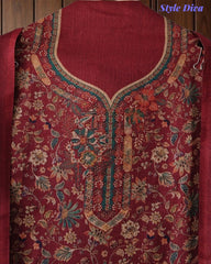 SD1236 - Winter Wear-Pashmina Unstitched Suit with Floral Digital Print, Highlighted Kurta and  Matching Dupatta