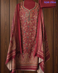 SD1236 - Winter Wear-Pashmina Unstitched Suit with Floral Digital Print, Highlighted Kurta and  Matching Dupatta
