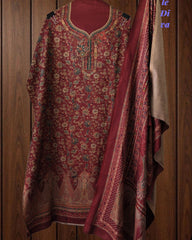 SD1236 - Winter Wear-Pashmina Unstitched Suit with Floral Digital Print, Highlighted Kurta and  Matching Dupatta
