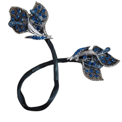 Rhinestone Flower Hair Clip Bun Maker Elegant Lazy Hair Twists Non-fall French Feather Accessories for Women & Girls 1 Pcs (Black French) (GRACE)