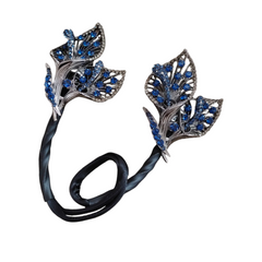 Rhinestone Flower Hair Clip Bun Maker Elegant Lazy Hair Twists Non-fall French Feather Accessories for Women & Girls 1 Pcs (Black French) (GRACE)