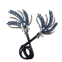 Rhinestone Flower Hair Clip Bun Maker Elegant Lazy Hair Twists Non-fall French Feather Accessories for Women & Girls 1 Pcs (Black French) (CRAVE)