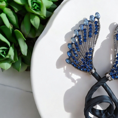 Rhinestone Flower Hair Clip Bun Maker Elegant Lazy Hair Twists Non-fall French Feather Accessories for Women & Girls 1 Pcs (Black French) ( COUTURE)