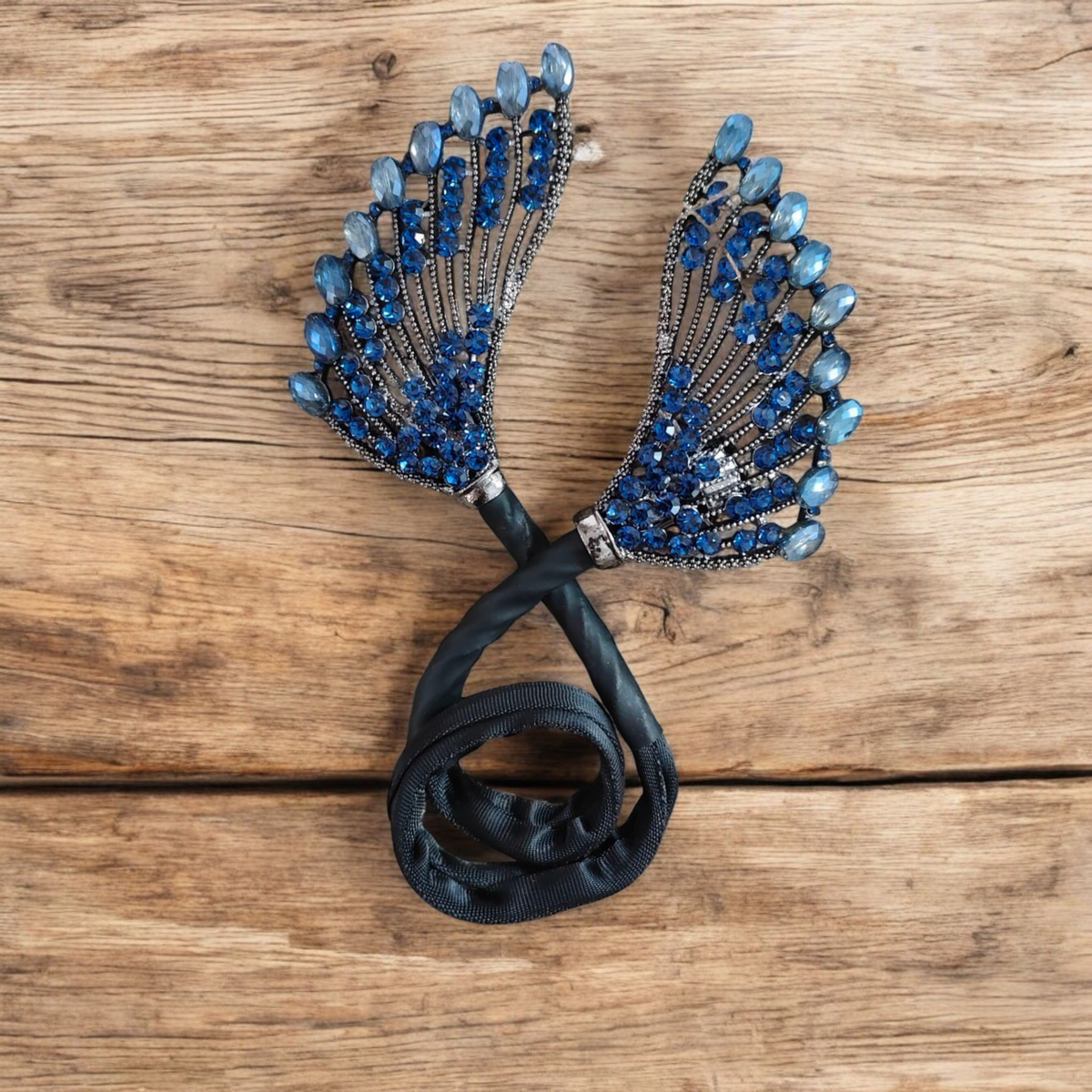 Rhinestone Flower Hair Clip Bun Maker Elegant Lazy Hair Twists Non-fall French Feather Accessories for Women & Girls 1 Pcs (Black French) ( COUTURE)