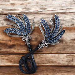 Rhinestone Flower Hair Clip Bun Maker Elegant Lazy Hair Twists Non-fall French Feather Accessories for Women & Girls 1 Pcs (Black French) (CRAVE)