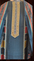 Muslin Mirror Work Unstitched Suit