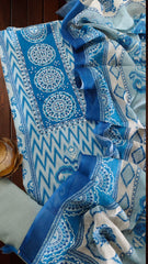 Slub Cotton Digital Print With Linen Dupatta  UnStitched Suit