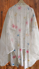 Cotton  UNSTITCHED SUIT With Organza Dupatta