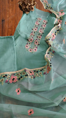 Organza  Semi- STITCHED SUIT With Organza Dupatta