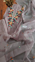Modal Kashmiri Embroidery  Unstitched Suit With Organza Dupatta