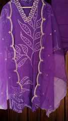 Fully Stitched Crepe Suit with Organza Dupatta