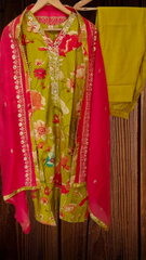 Muslin Kurta with Thread Embroidery & Croatia Lacing – Fully Stitched 3-Piece Suit Set with Shantoon Pants