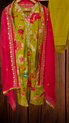 Muslin Kurta with Thread Embroidery & Croatia Lacing – Fully Stitched 3-Piece Suit Set with Shantoon Pants