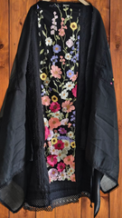 Linen  3D Embroidery Patch Work  UnStitched Suit