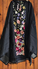 Linen  3D Embroidery Patch Work  UnStitched Suit