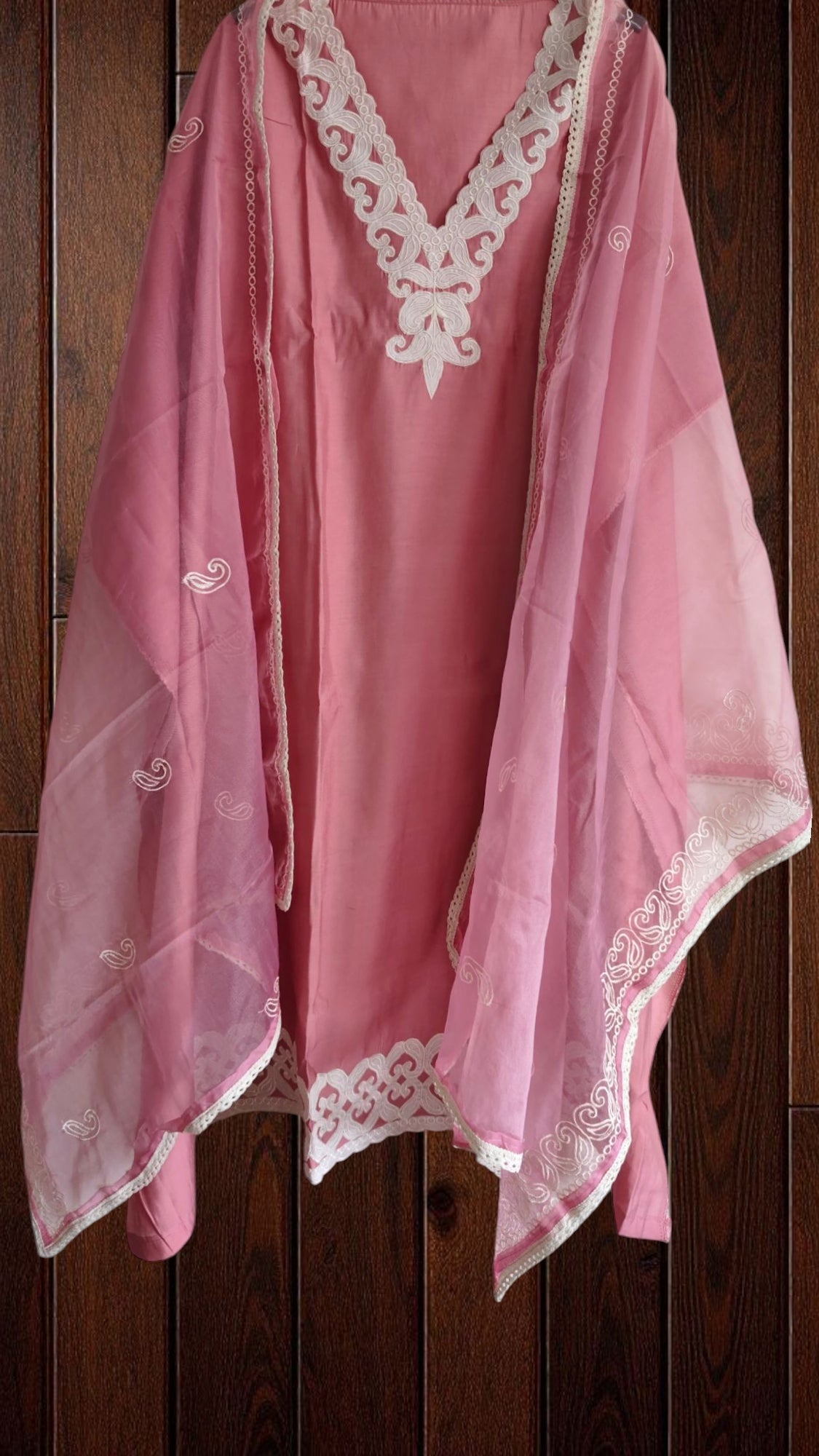 Modal Patch Embroidery Unstitched Suit with Organza Embroidered Dupatta