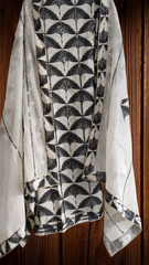 Pure Cotton Unstitched Suit Set with Faux Mirror & Gota Work