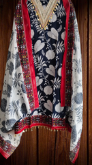 Pure Cotton Unstitched Suit Set with Mul Mul Printed Dupatta & Neck Embroidery