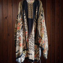 Muslin Digital Printed Semi-Stitched Suit with Mirror Work & Croatia Lacing