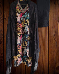 Elegant Chinnon Digital Printed Kurta Set with Neck Embroidery & Chiffon Dupatta – Fully Stitched