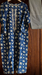 Cotton Printed Fully Stitched 3-Piece Suit with Mirror Work & Mul Cotton Dupatta