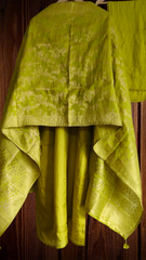 Roman Silk Fully Stitched 3-Piece Suit with Hand Work & Banarasi Silk Dupatta