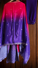 Chinnon Ombre Digital Printed 3-Piece Fully Stitched Suit with Sequin Embroidery & Shantoon Pants