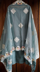 Elegant Embroidered Unstitched Suit – Cotton Kurta with Organza Daman & Soft Dupatta