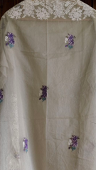 Elegant Embroidered Unstitched Suit – Cotton Kurta with Organza Daman & Soft Dupatta
