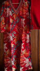 Elegant Chinnon Digital Printed Kurta Set with Neck Embroidery & Chiffon Dupatta – Fully Stitch