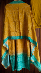 Muslin Digital Printed Ombre 3-Piece Fully Stitched Suit with Hand Work & Shantoon Pants
