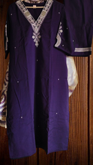 Elegant Roman Silk Zari Embroidered Kurta Set with Digital Printed Dupatta – Afghani Style Fully Stitched Suit
