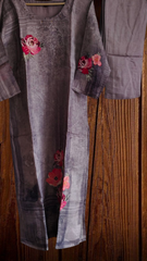 Roman Silk Digital Printed Kurta with Muslin Sequin Work Dupatta – Fully Stitched 3-Piece Suit with Shantoon Pants