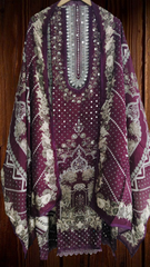 Muslin Digital Print Semi-Stitched Suit with Mirror Highlighting & Lacing – 3 Pc Set