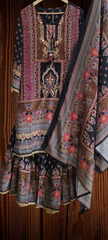 Chinnon Digital Printed Garara Set with Mirror Highlights – 3 Pc Fully Stitched Set