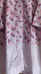 Lavender Butterfly Print Cotton Co-Ord Set with Eyelet & Sequin Detailing – 2 Pc Shirt & Pant