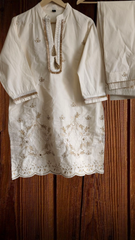 Graceful Cotton Embroidered Kurta Co-Ord Set – 2 Pc Kurta & Pant Set