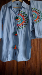 Muslin Embroidery Co-Ord Set – 2 Pc Shirt & Stitched Pants