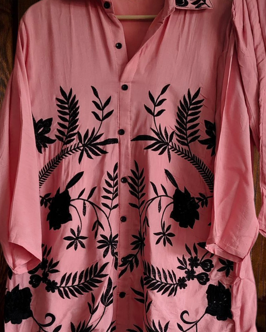 Muslin Embroidery Co-Ord Set – 2 Pc Shirt & Stitched Pants