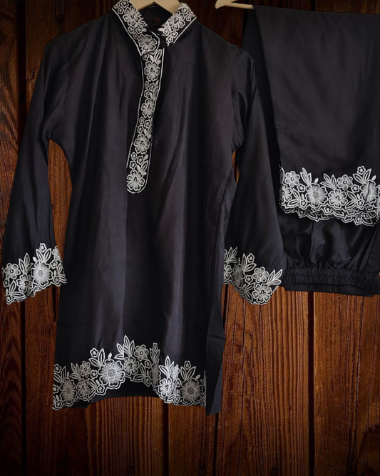 Muslin Embroidery Co-Ord Set – 2 Pc Shirt & Stitched Pants