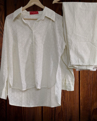 Pure Cotton Scalloped Co-Ord Set – 2 Pc Elegant Edition